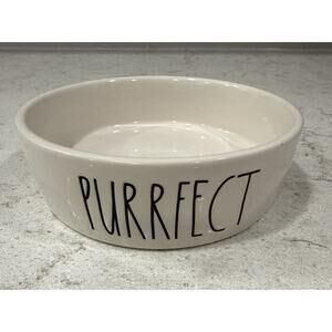 “PURRFECT” Rae Dunn WHITE 5” Ceramic Cat Pet Dish Food Water Bowl New